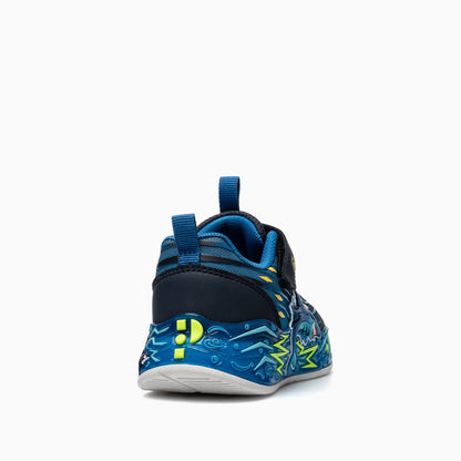 Pablosky trainer navy Shark lights velcro 985120 - Kirbys Footwear Ltd