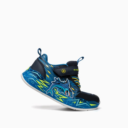 Pablosky trainer navy Shark lights velcro 985120 - Kirbys Footwear Ltd