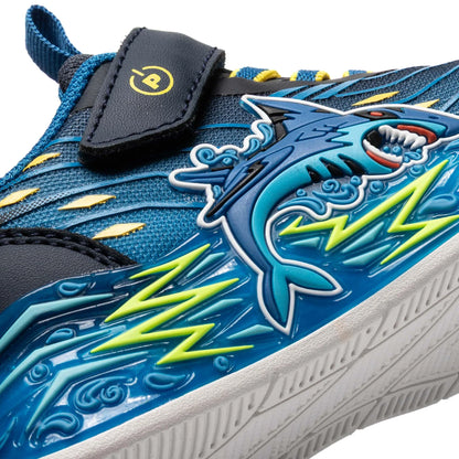 Pablosky trainer navy Shark lights velcro 985120 - Kirbys Footwear Ltd