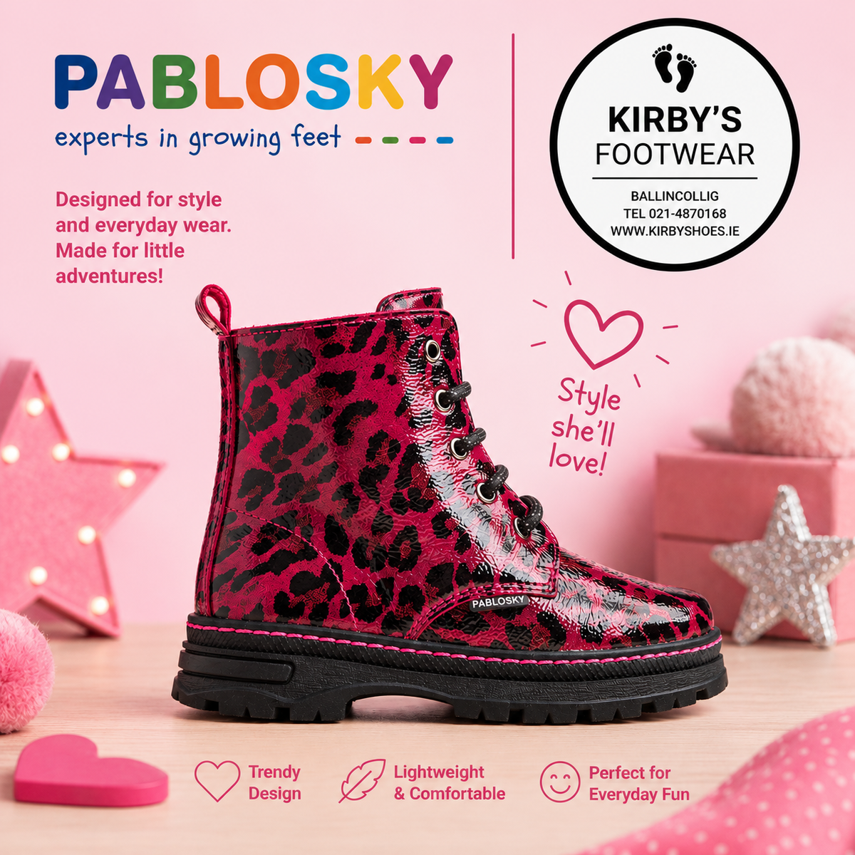Pablosky boot - burgundy patent - 453679 - Kirbys Footwear Ltd