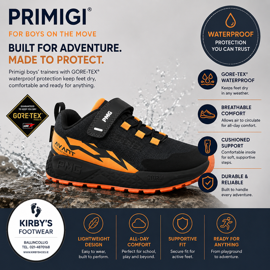 Primigi goretex trainer Gray orange -  waterproof - Kirbys Footwear Ltd