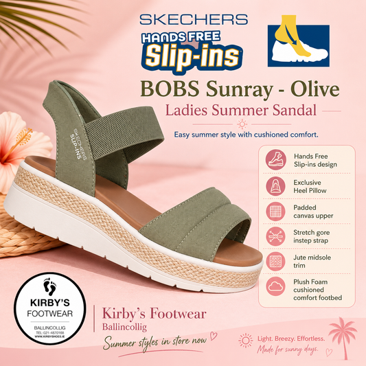 Skechers Slip in sandal - bobs Sunray - olive - Kirbys Footwear Ltd