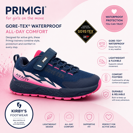 Primigi goretex trainer Navy pink waterproof - Kirbys Footwear Ltd