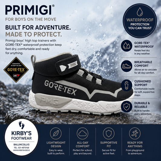 Primigi goretex high top black silver -  waterproof - Kirbys Footwear Ltd