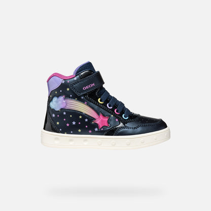 Geox high top lights Skylin navy pink