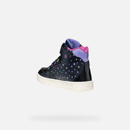 Geox high top lights Skylin navy pink