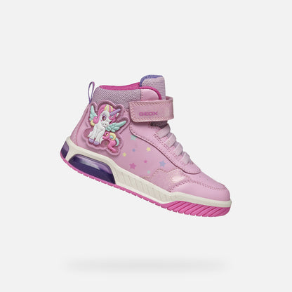 Geox high top lights Inek unicorn pink