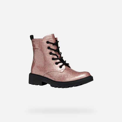Geox Casey pink glitter patent zip boot