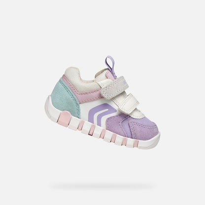 Geox Iupidoo velcro lavender white - Kirbys Footwear Ltd