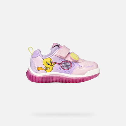 Geox tweety bird lights trainers lightyloo lilac - Kirbys Footwear Ltd