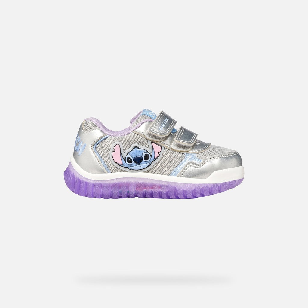 Geox lightyloo Stitch lights - silver lilac - Kirbys Footwear Ltd