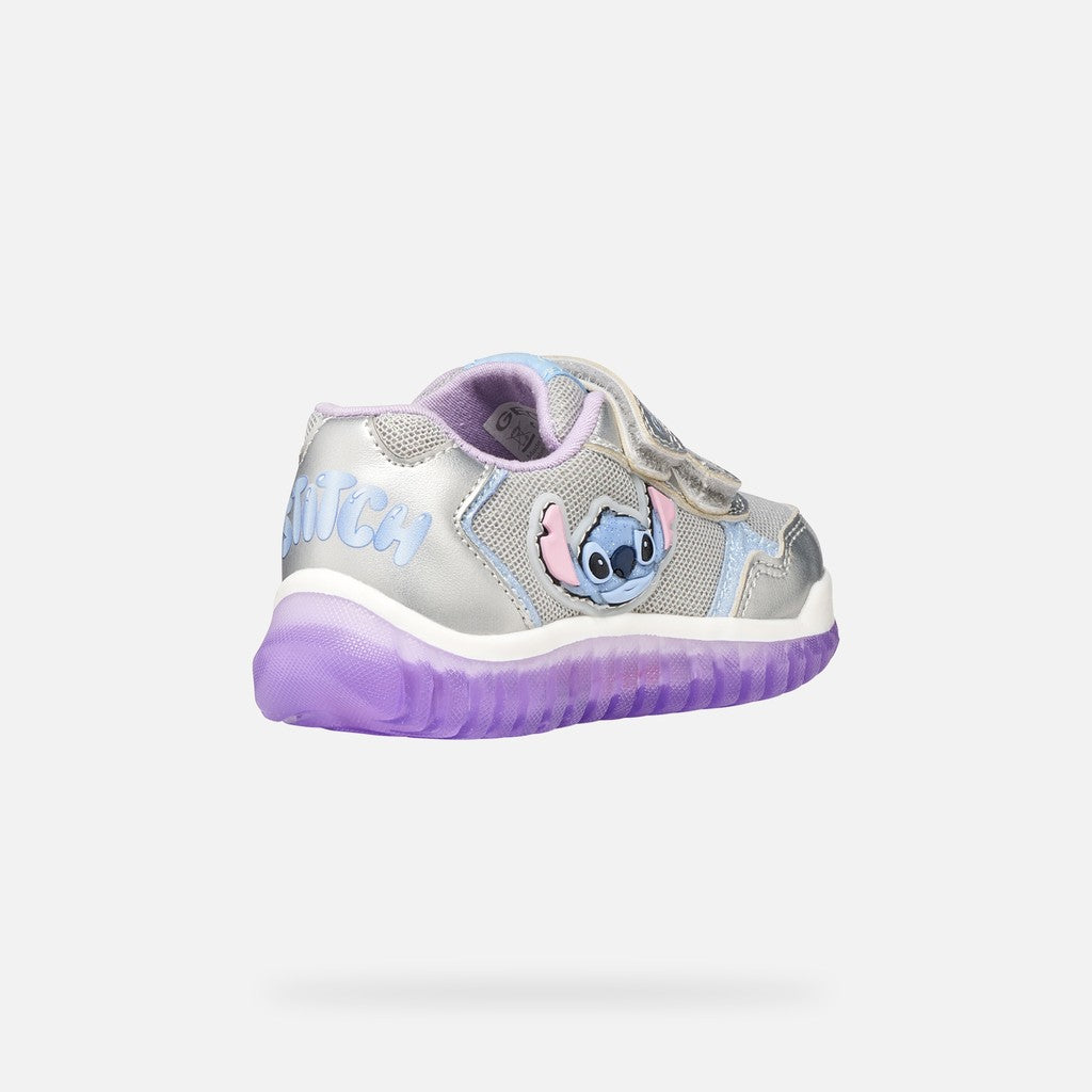 Geox lightyloo Stitch lights - silver lilac - Kirbys Footwear Ltd