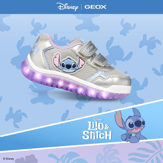 Geox lightyloo Stitch lights - silver lilac - Kirbys Footwear Ltd