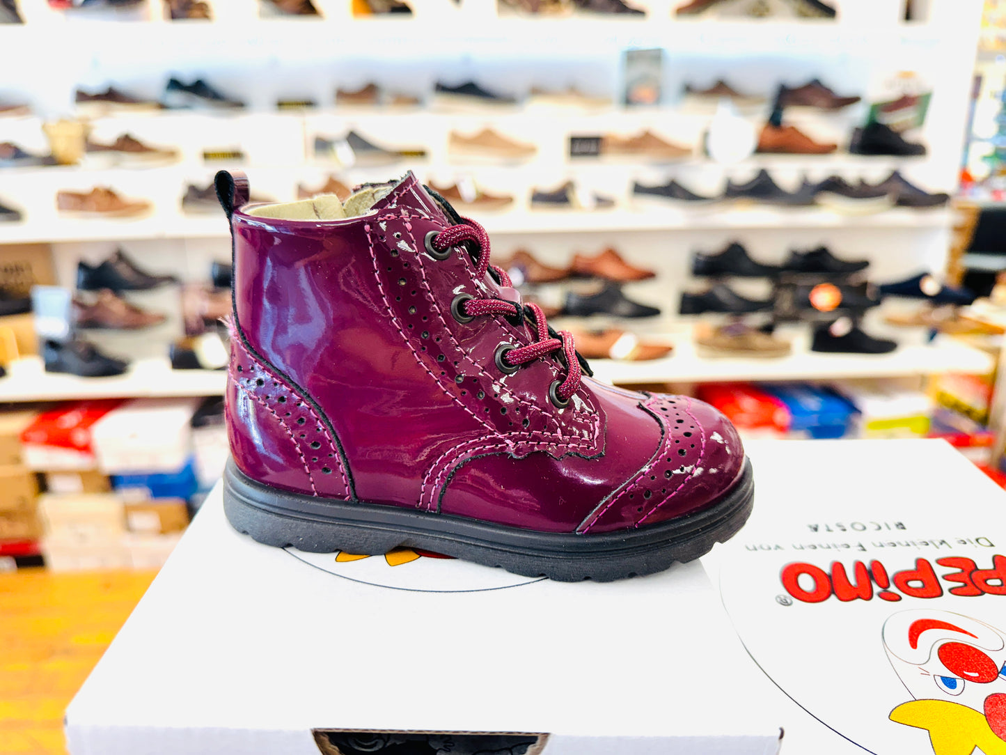 Ricosta Jemmy boot Burgandy patent lace with zip