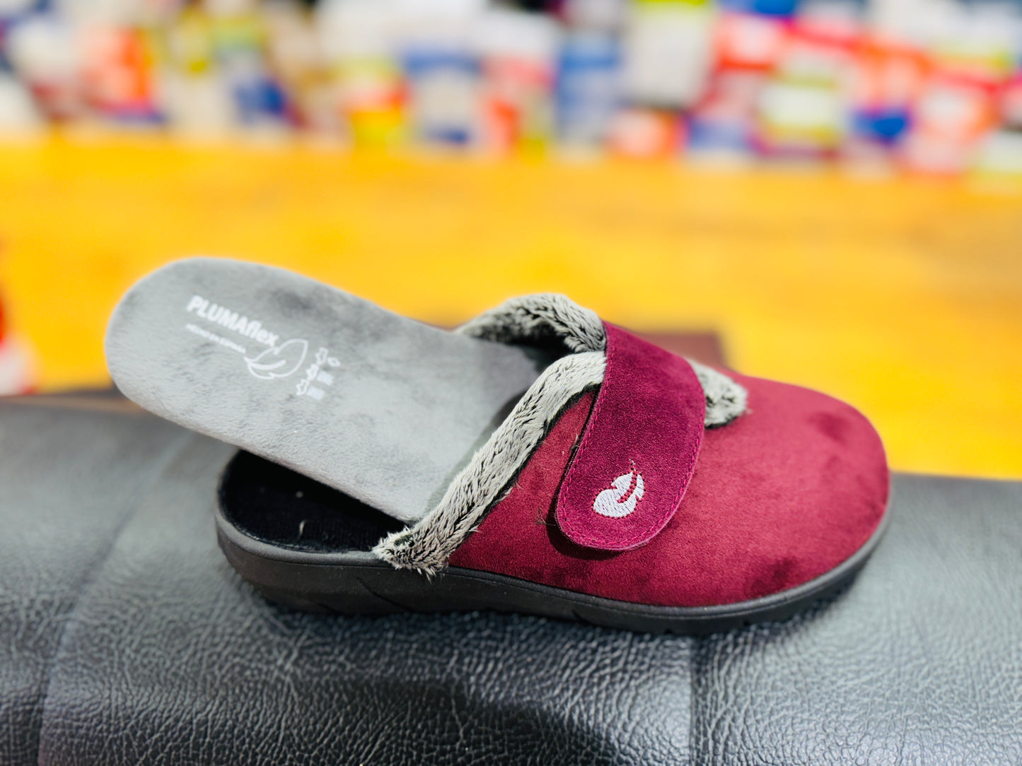 Plumaflex slipper - 14113 - wine velcro