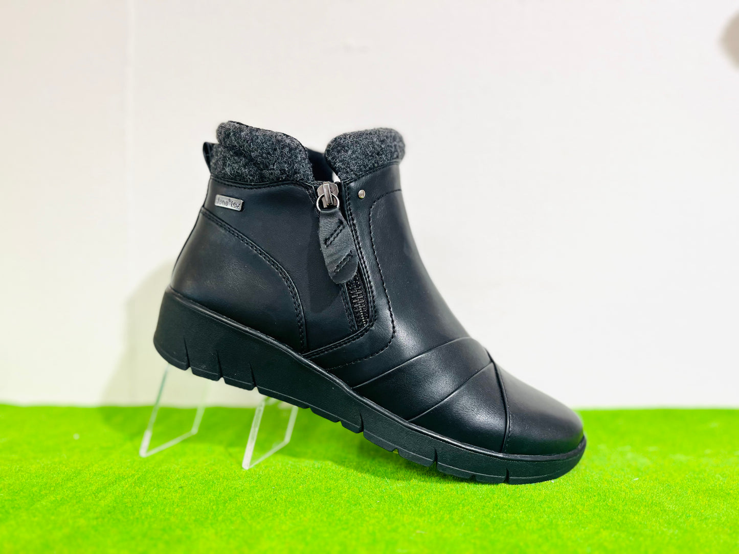 Jana waterproof black zip boot 26461