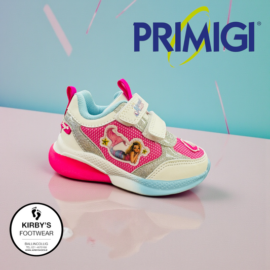 Primigi velcro trainer lights Mermaid white pink - 1485100 - Kirbys Footwear Ltd