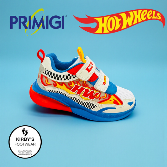 Primigi velcro trainer lights Hot Wheels white - 1490600 - Kirbys Footwear Ltd