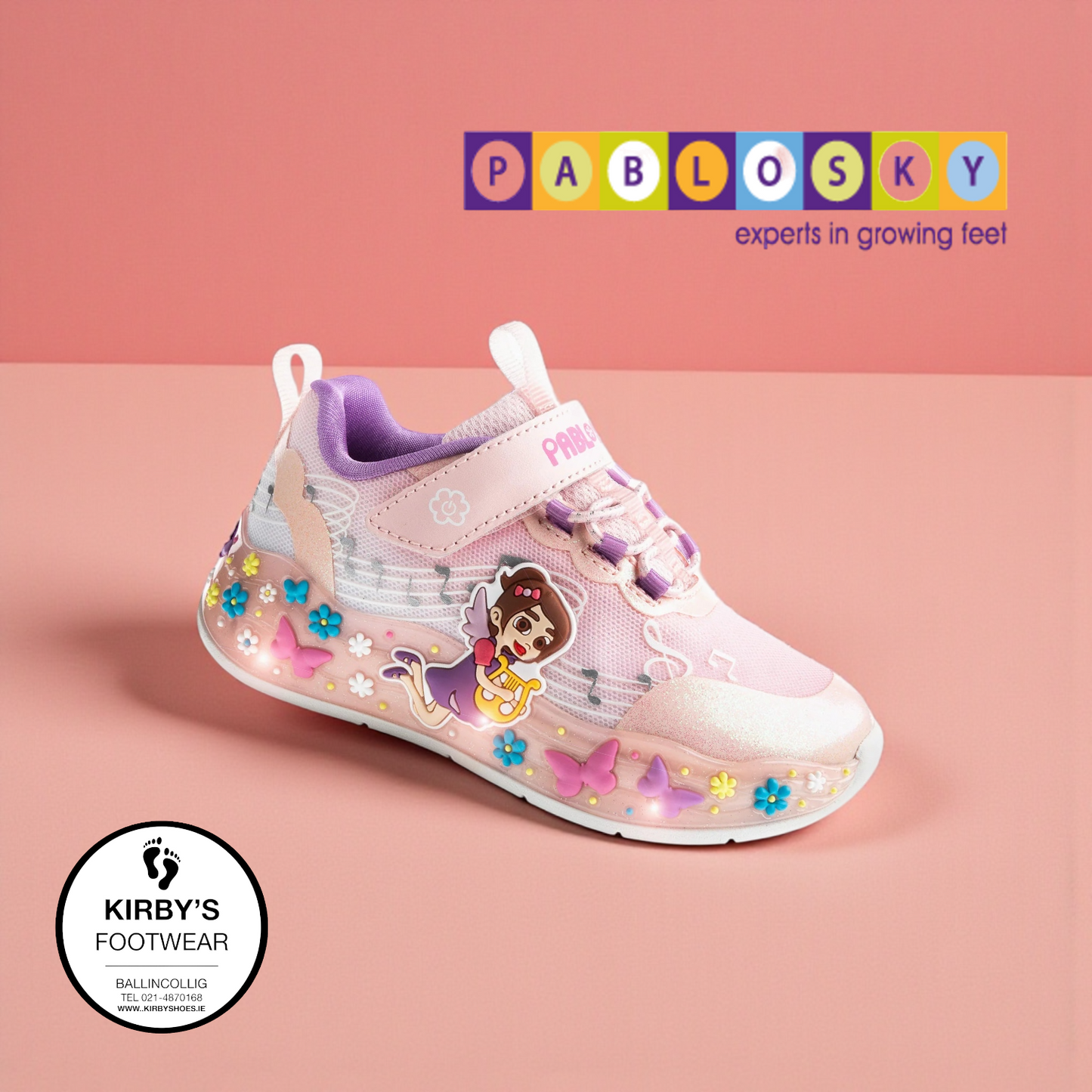 Pablosky trainer Fairy lights pink velcro 985270 - Kirbys Footwear Ltd