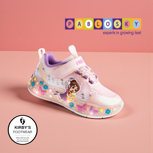 Pablosky trainer Fairy lights pink velcro 985270 - Kirbys Footwear Ltd