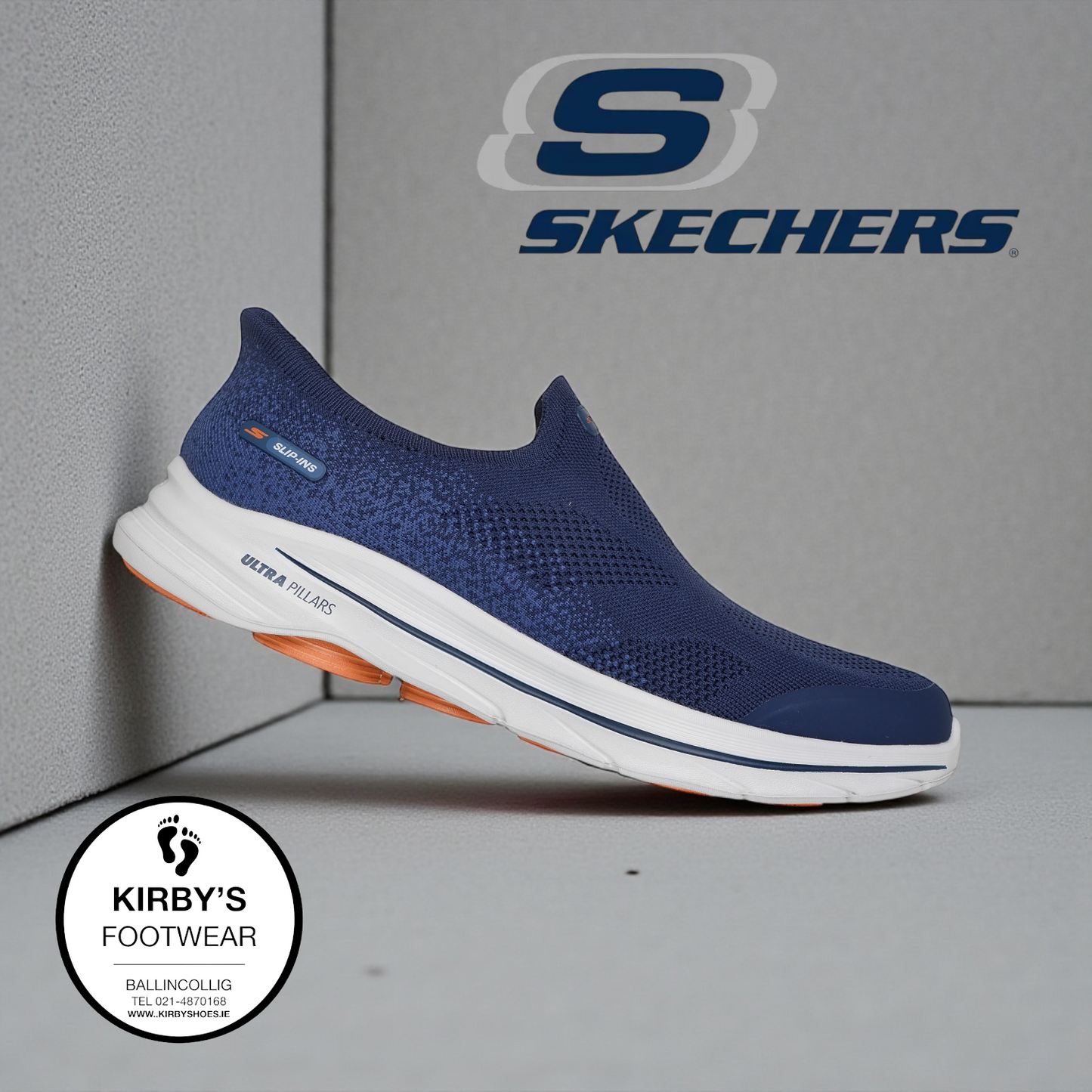 Skechers mens Go 8 - Pelayo - navy orange - 216784