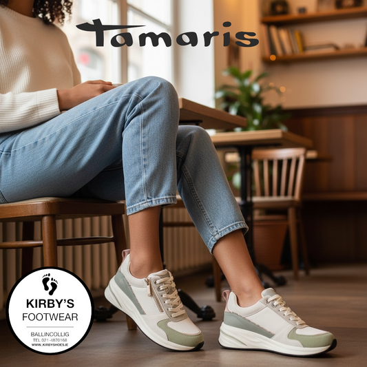 Tamaris trainer - sage beige - 23754 - Kirbys Footwear Ltd