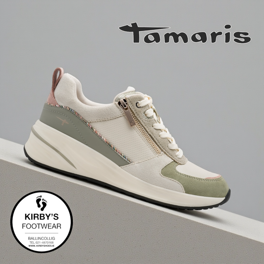 Tamaris trainer - sage beige - 23754 - Kirbys Footwear Ltd