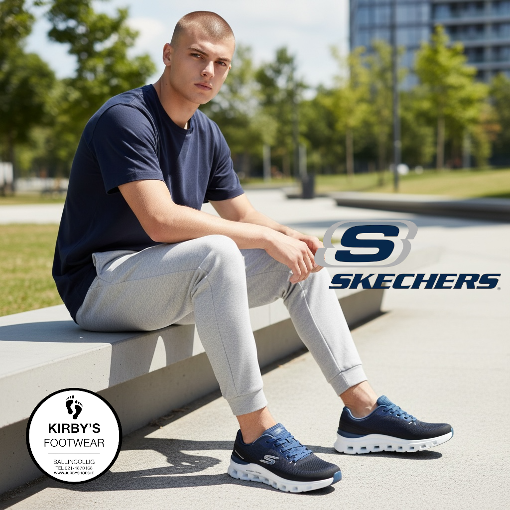 Skechers mens Glide step - pro waver - 233132 - black blue - Kirbys Footwear Ltd