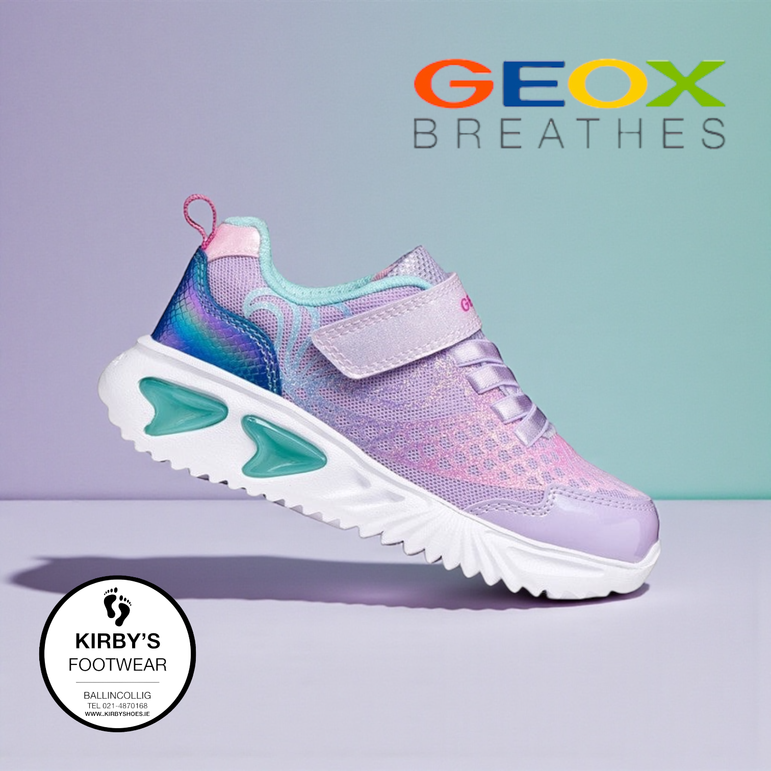 Geox Assister mermaid lilac lights - Kirbys Footwear Ltd
