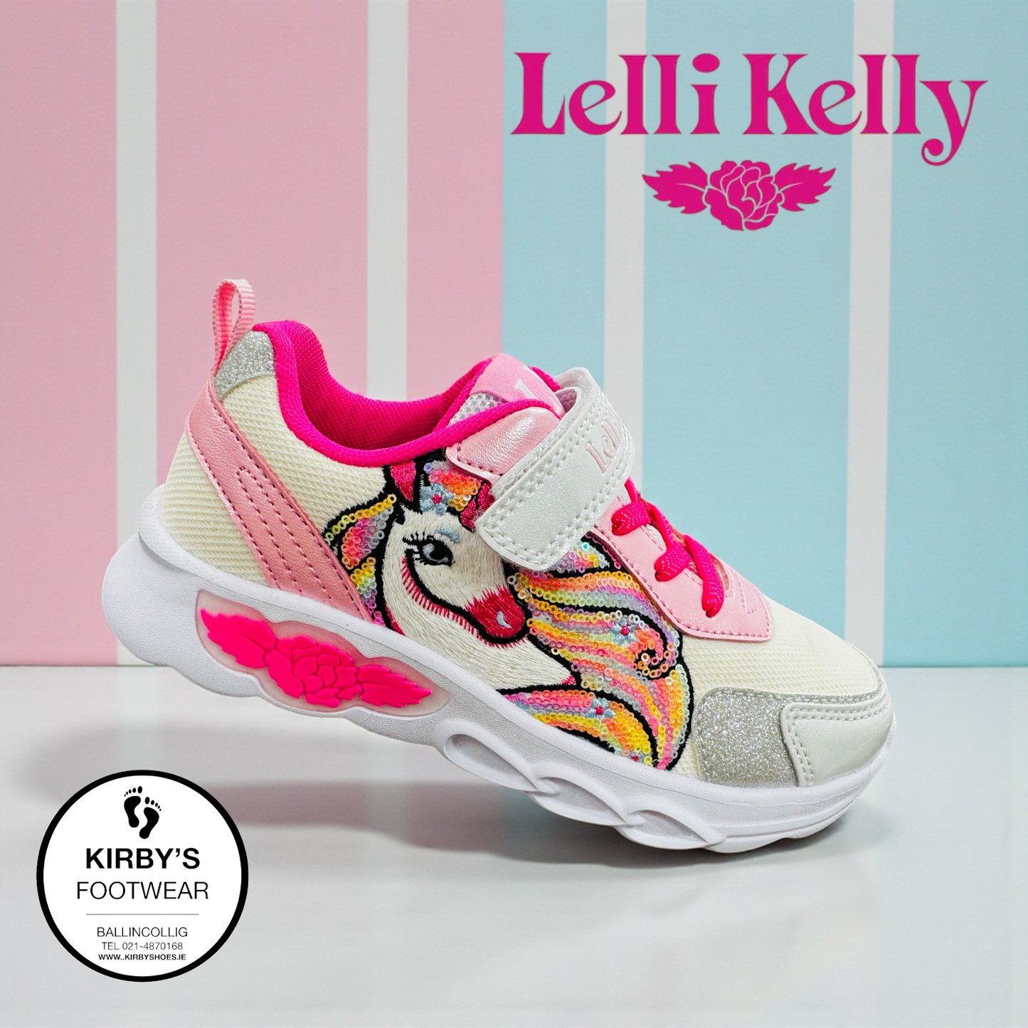 Lelli Kelly Maggie unicorn lights white pink - Kirbys Footwear Ltd