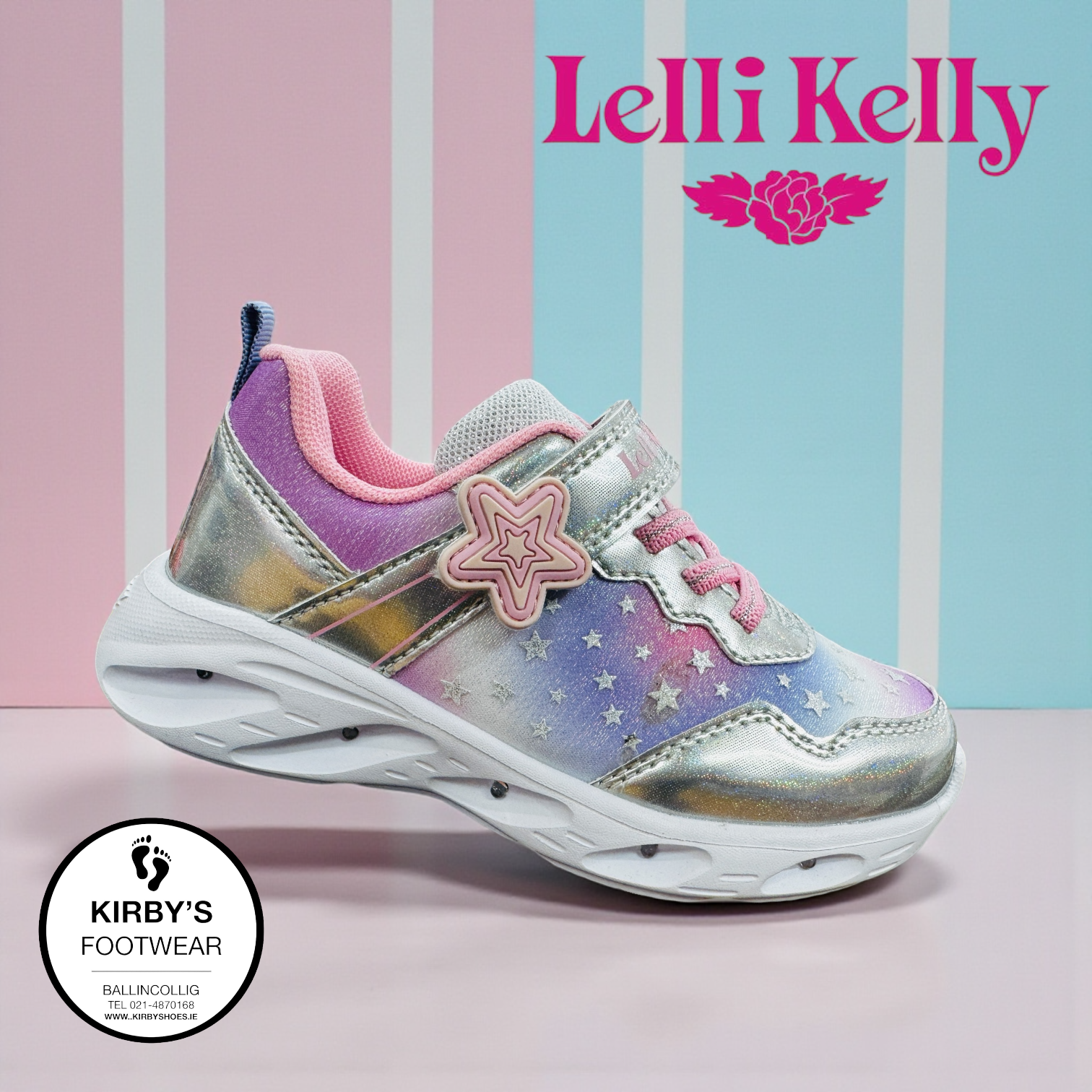 Lelli Kelly Stella silver pink - lights - Kirbys Footwear Ltd