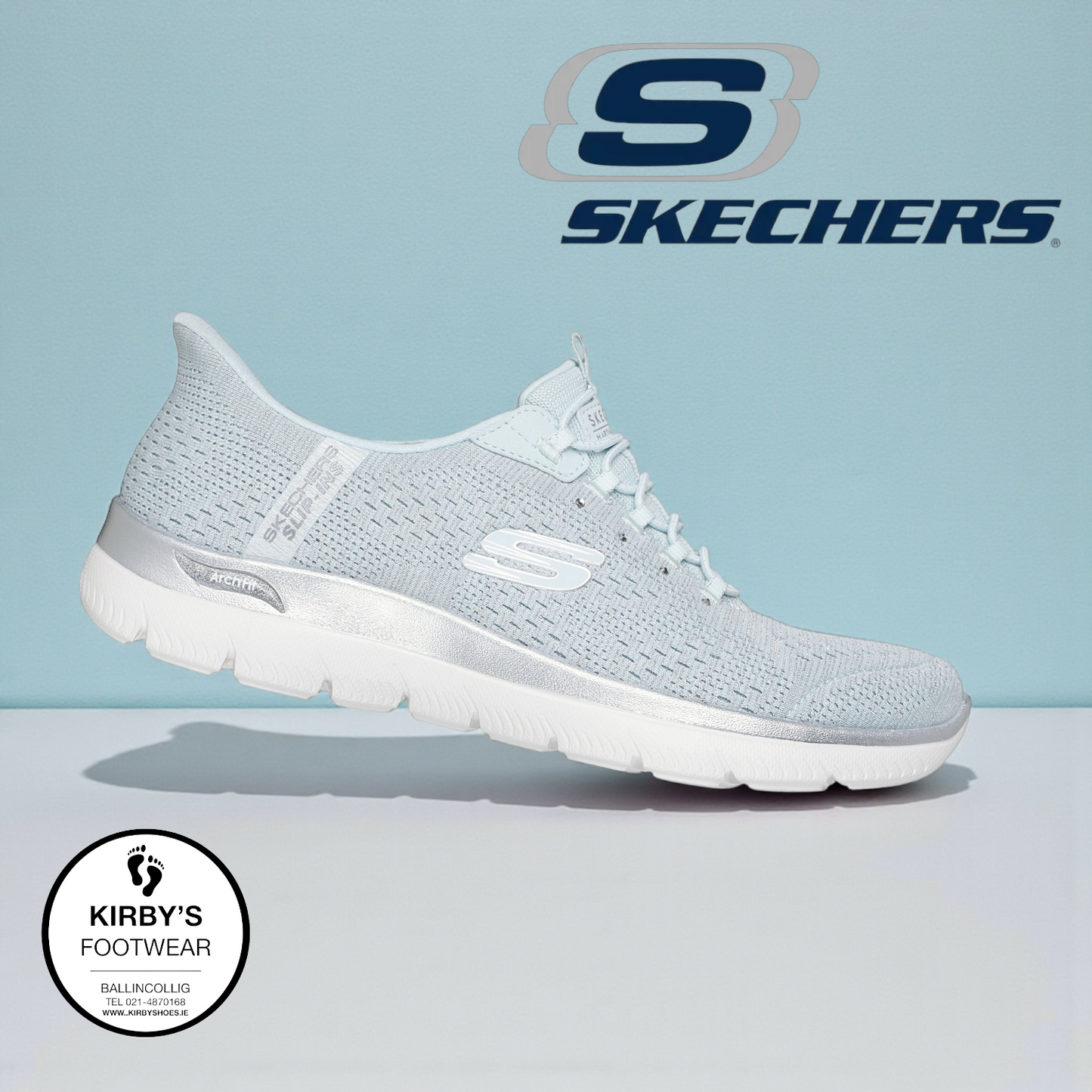 Martha Stewart Skechers Slip-In Arch Fit Summits - soft shimmer - light blue - Kirbys Footwear Ltd