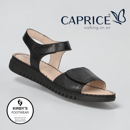 Caprice sandal black leather - 28103 - Kirbys Footwear Ltd