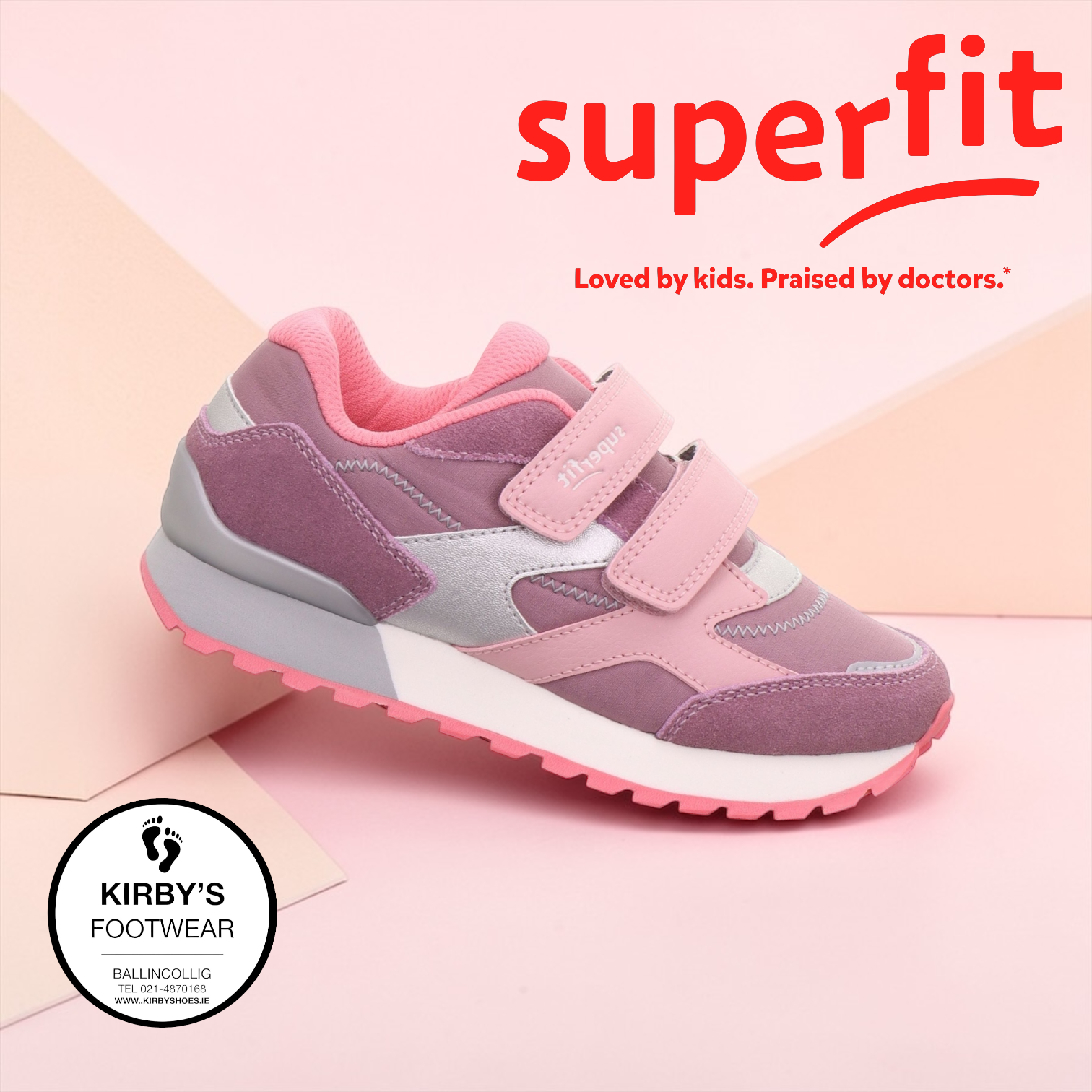 SuperFit Dash pink velcro - Kirbys Footwear Ltd