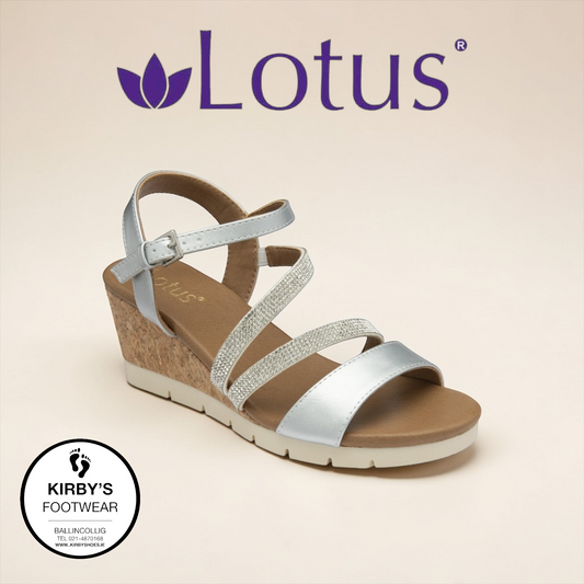Lotus Goldie wedge sandal matt silver