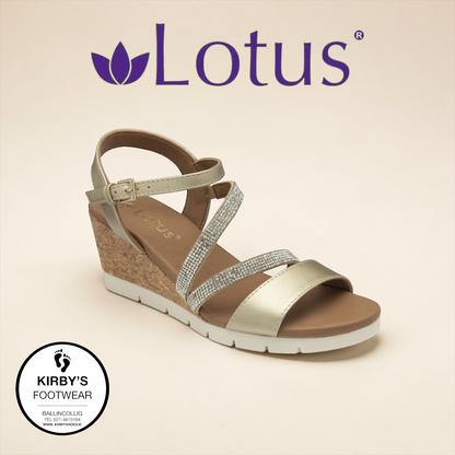 Lotus Goldie wedge sandal gold - Kirbys Footwear Ltd