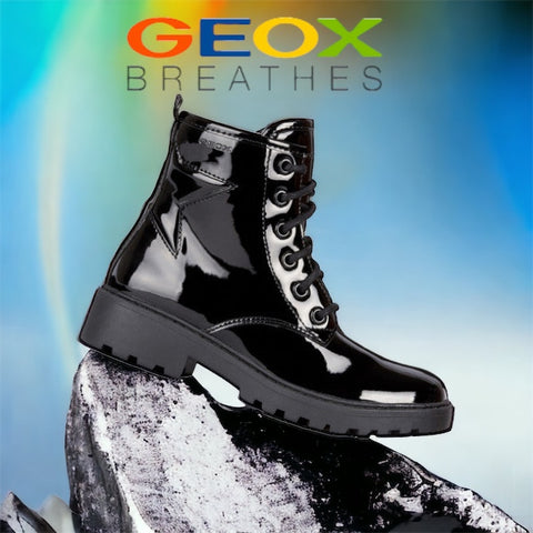 Geox Casey black patent zip boot