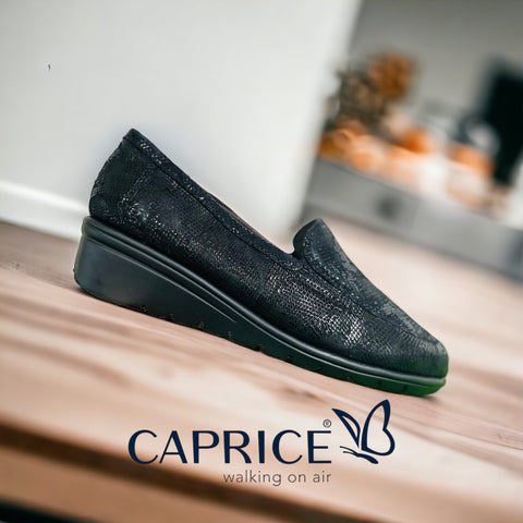 Caprice 24701 black leather slip on
