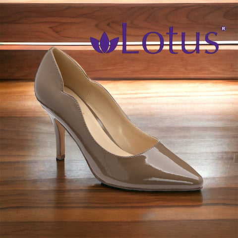 Lotus Meg taupe patent heel