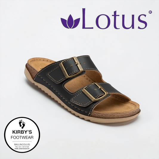 Lotus Rome mule black - Kirbys Footwear Ltd