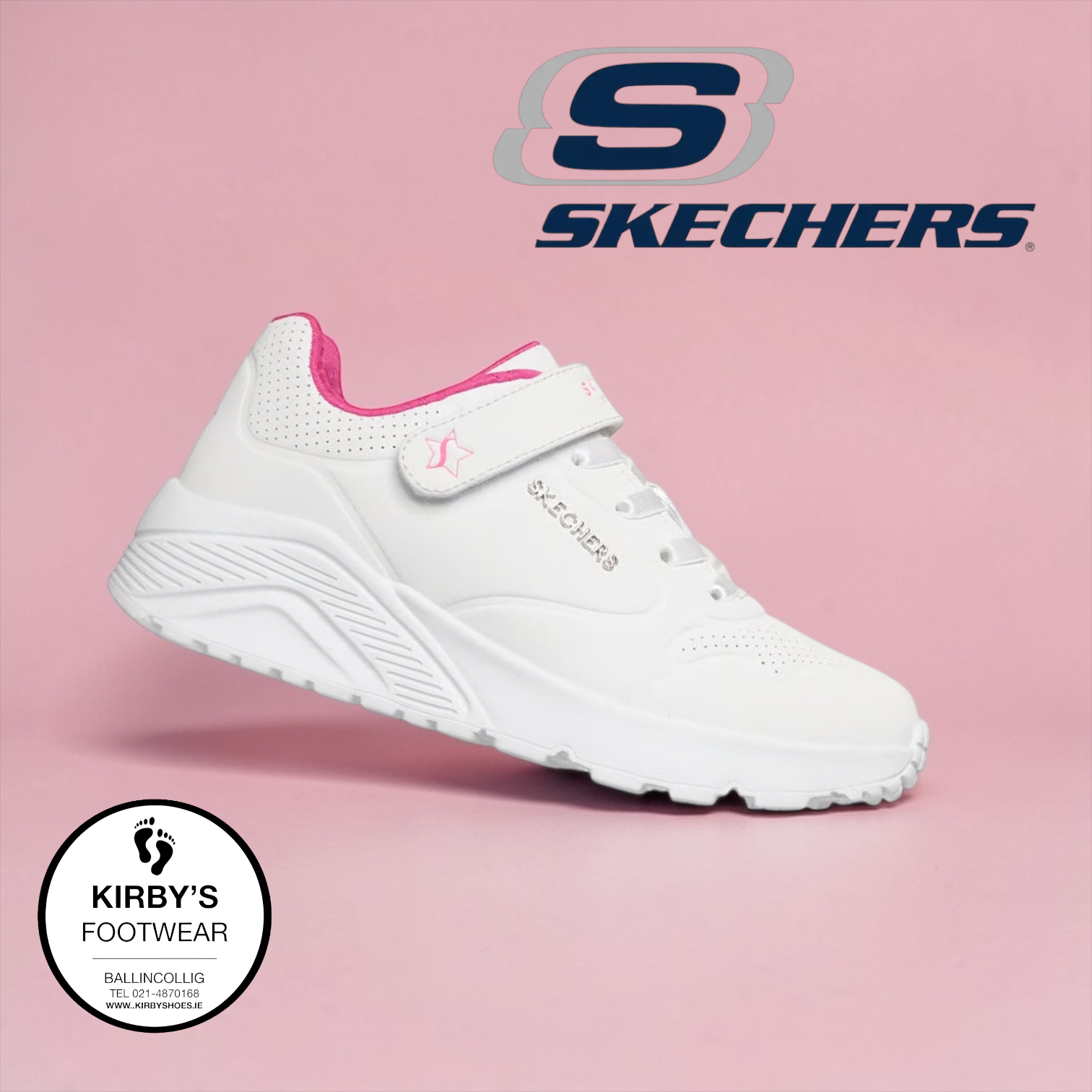 Skechers Uno lite star icon - white pink - Kirbys Footwear Ltd