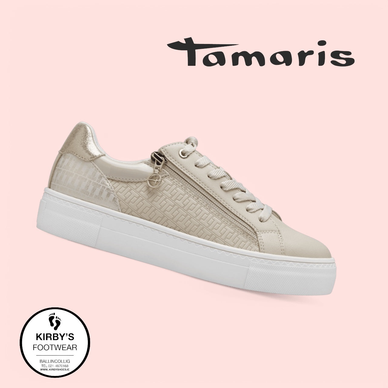 Tamaris trainer - Ivory/gold - 23313