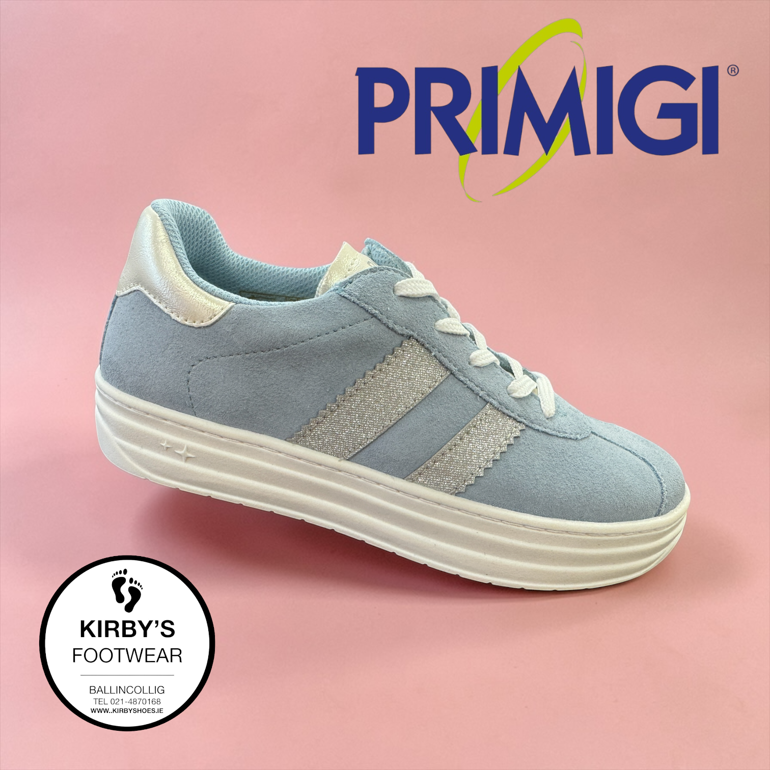 Primigi trainer blue silver with side zip - Kirbys Footwear Ltd