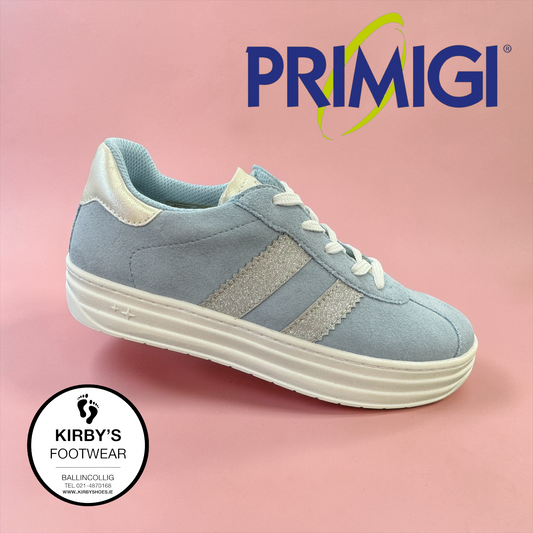 Primigi trainer blue silver with side zip - Kirbys Footwear Ltd
