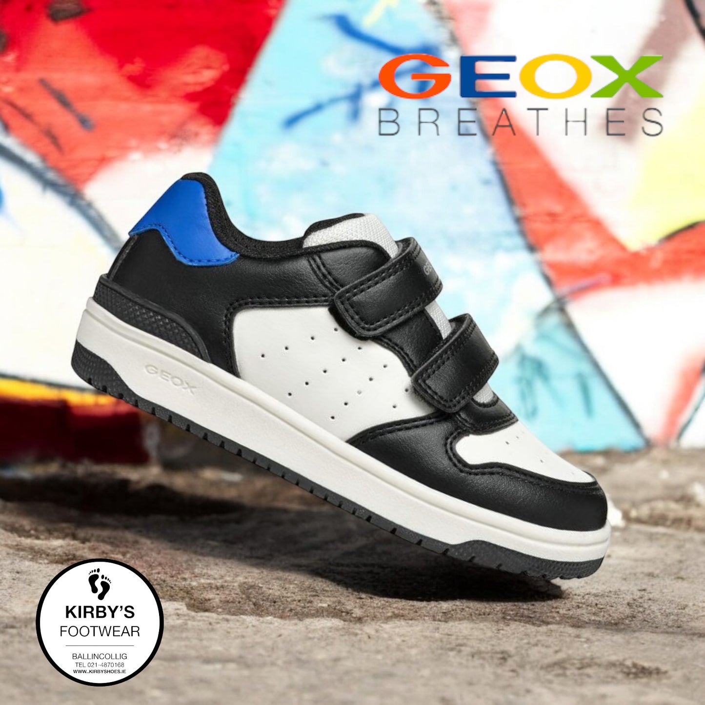 Geox Washiba black white velcro