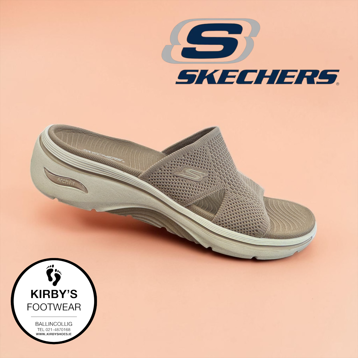 Skechers GO walk Arch fit 2.0 slide - taupe - Kirbys Footwear Ltd