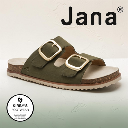 Jana sandal mule - 27461 - olive - Kirbys Footwear Ltd
