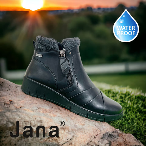 Jana waterproof black zip boot 26461