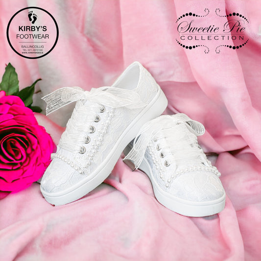 Sweeties Tiana white lace pearl communion