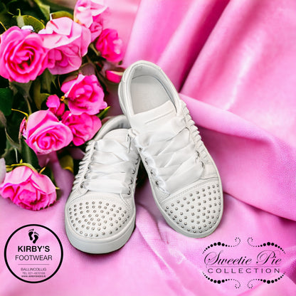 Sweeties Anna white leather communion - Kirbys Footwear Ltd
